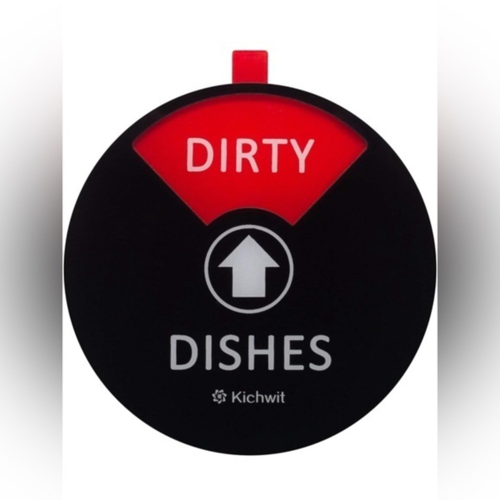 Kichwit Clean Dirty Dishwasher Magnet Sign – 4 Inch Round, Black